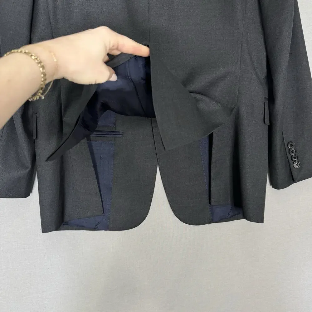 Hickey Freeman Beacon Blazer Mens 40R Gray Worsted Wool Sport Coat Jacket Career